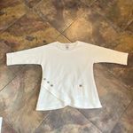 Multiples Women’s White Sweatshirt Front Pocket Buttons 8 Photo 5