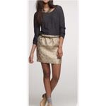 J.Crew Skirt Womens 0 Gold Metallic Jacquard Mini Silk Blend Photo 3