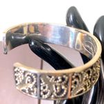 Sterling Silver  Granulated Oxidized Scroll Cuff Bracelet Vintage Photo 8