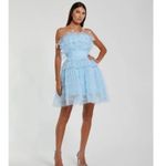 Mac Duggal  20529 Powder Blue Strapless Feathers Short Tulle Dress NWT sz 6 Photo 4