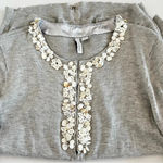 Beatrix Ost Floral Beaded Sweater Size Large Gray Long Sleeve Photo 6