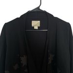 Lucky Brand Lucky Lotus  Black Open Front Cardigan Sweatshirt Embroidered Small Photo 1