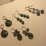 Lot Of 4 Dangle Costume Earrings Pierced Beaded Mix Silver Tone Blue / Green Photo 10