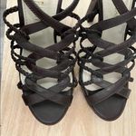 Colin Stuart Brown Leather Braided Strappy Platform Heeled Sandal 6 Photo 6