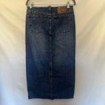 Vtg LEI Y2K Maxi Jean Skirt Sz 5 Slit Fringe Festival Western Boho High Waist Blue Photo 6