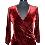 Kasper  Women’s‎ Velvet Surplice Faux Wrap Top - Size L - Pepperberry - NWT Photo 0