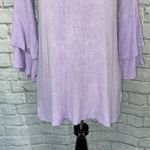 Blue Rain v-neck criss cross straps flare layered sleeve Flowy bottom sz S Photo 2