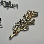 Rhinestone Brooch Pin Bird, Galloping Horses, Kitty Cat Face Lot Of 3 Animal Photo 9