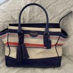 Coach Candace Legacy Red Navy and Cream Striped Women's Bag EUC Photo 0