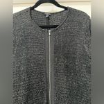 Talbots  Petite Large Heathered Black White Knit Full-Zip‎ Cardigan Jacket Photo 2