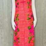 Vintage Hawaiian togs embroidered long dress beach beautiful floral pink sz xxs Photo 0