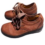 Vtg 1990s American Eagle Light Red Leather Chunky Lace Up Oxford Flats Sz 6.5 Photo 4