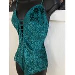 Victoria's Secret Victoria’s Secret Gold Label Satin Ruffle High Cut Teddy Sz M‎ Green Bodysuit Photo 2