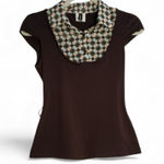Heart soul  Brown Top with Geometric Collar Photo 0