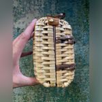 Vintage Shoe World woven lucite top handle basket purse Tan Photo 9