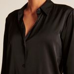 Abercrombie & Fitch Black Satin Button Up Shirt Photo 2