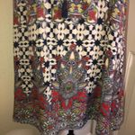 En Crème Navy & Cream with Gold Embroidery Boho Dress Size L Blue Size L Photo 2