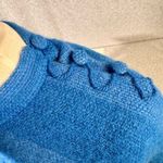 Vintage Kungshol AB Rattvik Sweden Women's Blue Striped Knit Wool Shawl Poncho Photo 2