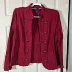 Tommy Hilfiger Women's Crimson Double-Breasted Military Style Blazer Photo 0