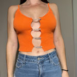 IMMODEL Orange Pin Up Crop Top Shirt Size Large Photo 0