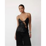 LIONESS Mariah Asymmetrical Tie Cami in Onyx Black Size X-Small Gently Used Photo 2