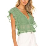 Tularosa Ethereal Sage Mint Green Kaia Ruffle Top Blouse Boho Romantic Sz M Photo 2