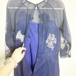 Karen Millen Womens Sheath Dress Lace Embroidered Illusion Detail Navy Size 12 Photo 7