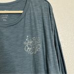 Natural Life 100% Cotton Blue Oversized Long Sleeves Doodle Tee, Size XL Photo 5
