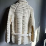 Handmade Knit Cardigan Cream and chunky with Belt White Size M Photo 1