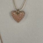Boutique Long three strand necklace with pearl covered heart pendant. Photo 7