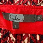 Eva Franco Red Blue White Geometric Print Wool Poly Blend Pencil Skirt With Slit Size 2 Photo 4