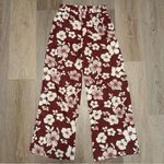 Abercrombie & Fitch  Burgundy & White Floral Wide Leg Linen Pants - Size Small Photo 3