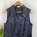 Eileen Fisher Black Sleeveless Cotton Blend Jean Zip Up Vest XS Photo 2