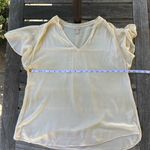 Hinge  Cream Short Sleeve V-Neck Top Photo 4