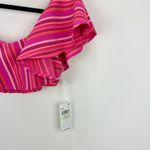 Trina Turk Marai Swim Top One Shoulder Ruffle Pink Striped Padded Beach US 4 NWT Photo 6