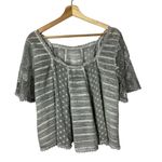 POL Boutique  Gray Mixed Media Relaxed Fit Short Sleeve Blouse S Photo 1