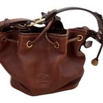 Dooney & Bourke Vintage  Dark Brown Leather Drawstring Shoulder Bag Purse Photo 15
