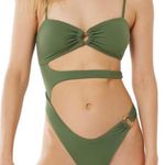 Urban Outfitters Strappy Asymmetrical One Piece Swimsuit Green Large Photo 5
