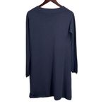 Jigsaw Wool Dress Navy Blue Long Sleeve Crew Neck Front Pockets Medium Photo 2