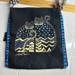 Laurel Burch Beaded Canvas Cat Print Crossbody Bag Black/Multicolor Black Photo 3