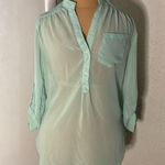 fab'rik Fab’rik Sheer Mint Green High Low Top S Boho Coconut Girl Coquette Girl Pastel Photo 0
