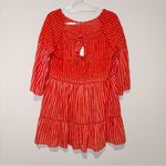 Free People Free people Lola Tiered Babydoll Striped Tassel Dress Capri orange white medium Photo 3