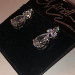 Mariell Silver Tone CZ Rhinestone Dainty Formal Earrings Photo 4