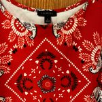 Talbots Red & Blue Intricate Bandana Bird Print Cotton Shift Dress Size Small Photo 4