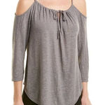 Michael Stars  Top Womens Large Grey Reversible Cold Shoulder‎ Blouse Photo 0