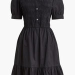 J.Crew Smocked Shirt Dress Mini Black Button Front Poplin Cotton NWT Size XXS Photo 0