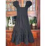 OPT Black Square Neck Puff Sleeve Smocked Tiered Midi Dress Womens Size S Photo 1