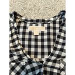 Michael Kors  MK Wrap Top Black & White‎ Size 10 Long Sleeves  Gingham Photo 3