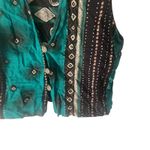Ali Miles Women's Size 12 Large Aztec‎ Western Tribal V Neck Button Up Top Green Photo 1