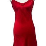 SilkSilky Red 100% Silk Slip Bias Cut Chemise Mini Dress Small Lingerie Coquette Photo 0